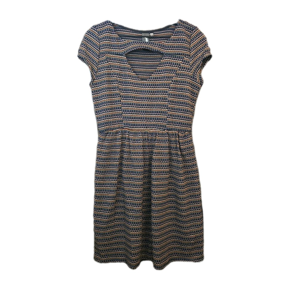 Trixxi Women Dress Large A-Line Short Sleeve Front Cut Out Preppy Primary Colors